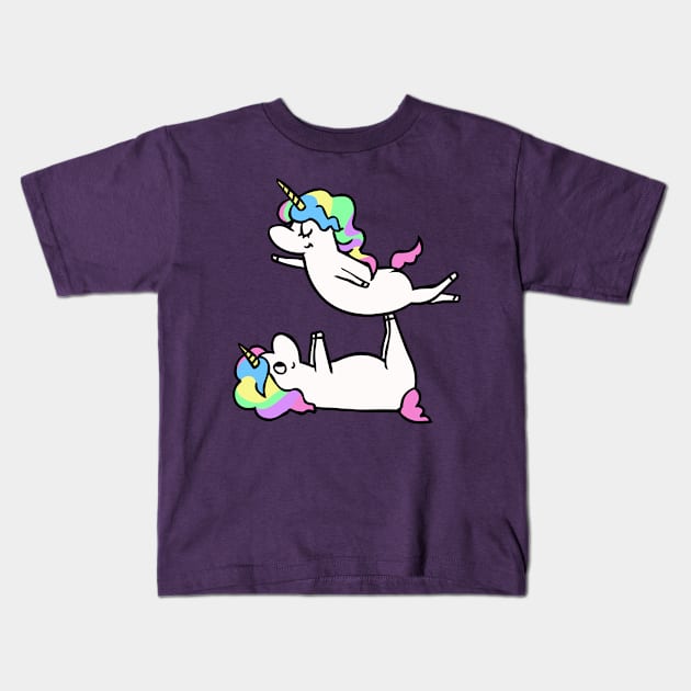 Acroyoga Unicorn Kids T-Shirt by huebucket